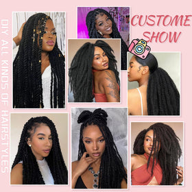 Outernice styled at a party setting, showcasing durable synthetic twists for event-ready looks