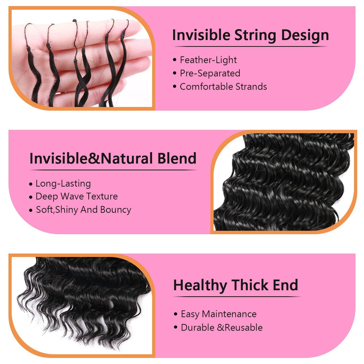 Outernice visible root and pre-loop detail demonstrating easy crochet application and speed