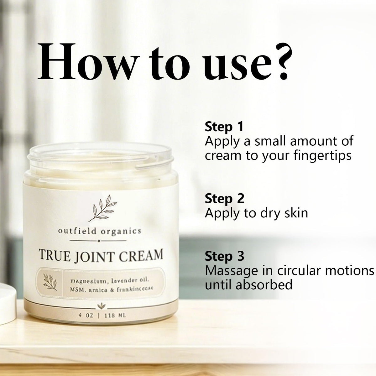 Outfield Organics jar in bathroom setting showing routine-friendly convenience benefit