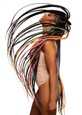 Outre braid held next to ruler showing 42 inch length for accurate sizing