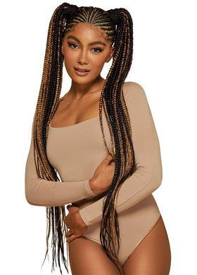 Outre worn braids in a lifestyle shot showing natural look and lightweight comfort