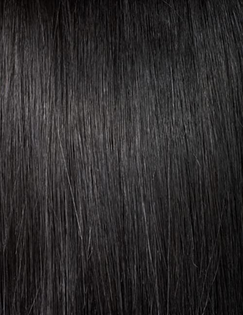 Outre Peruvian half wig worn on model showing natural volume and quick styling
