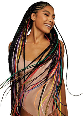Outre X-Pression mannequin displaying 42-inch length for long-style reference