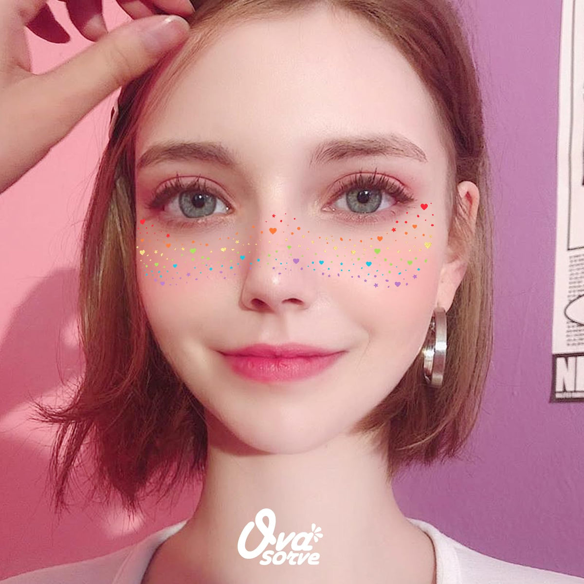 Ovasorve hearts on shoulder and collarbone showcasing styling options for events