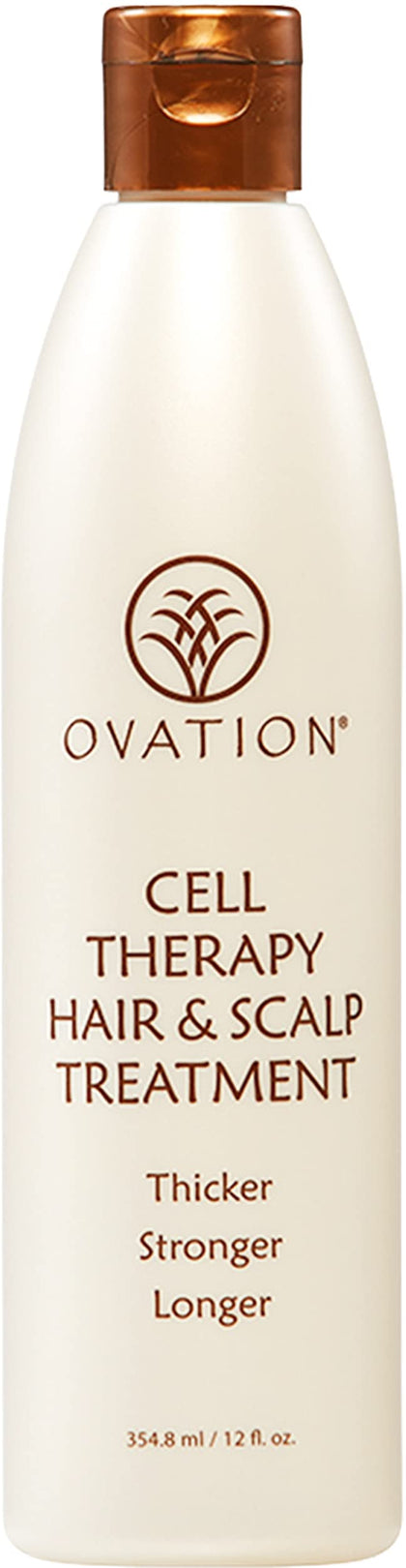 Ovation Hair bottle front label showing product name and key benefits