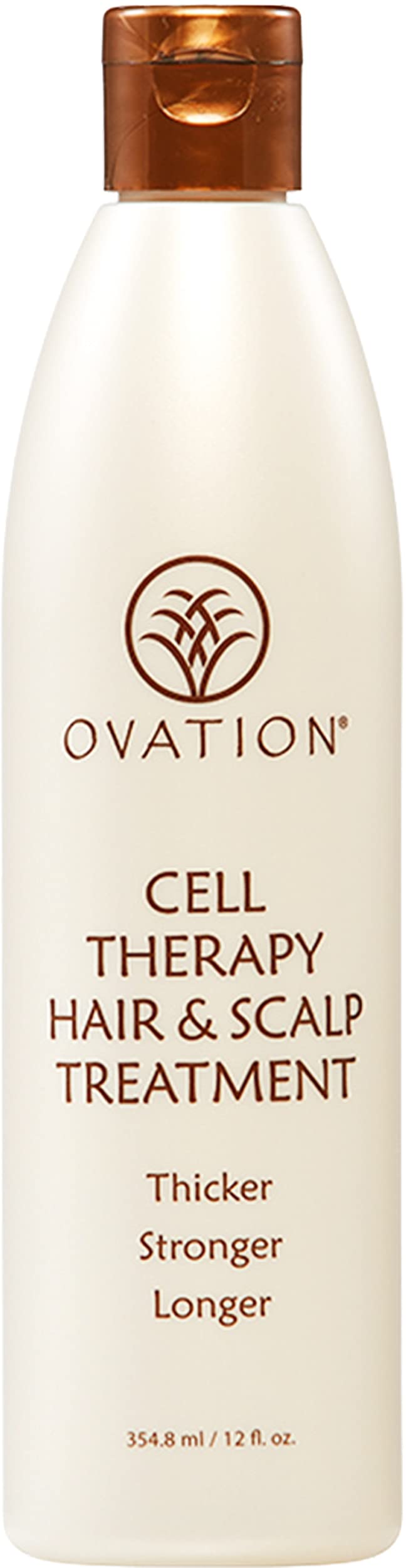 Ovation Hair bottle front label showing product name and key benefits
