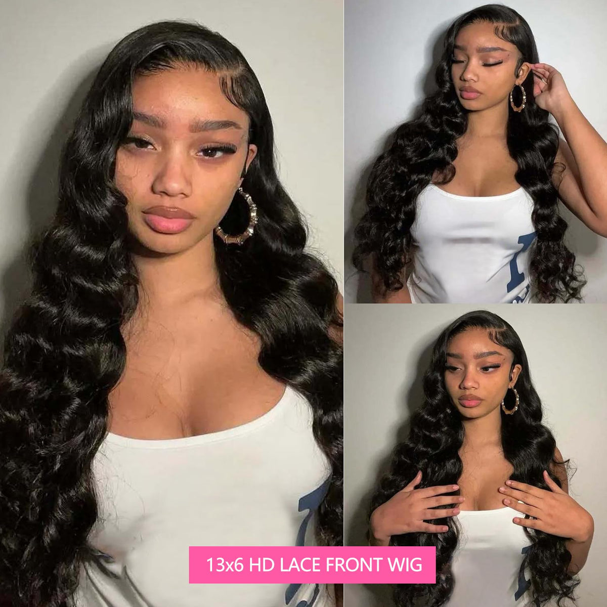 oveflect side profile styled in high ponytail demonstrating deep parting versatility
