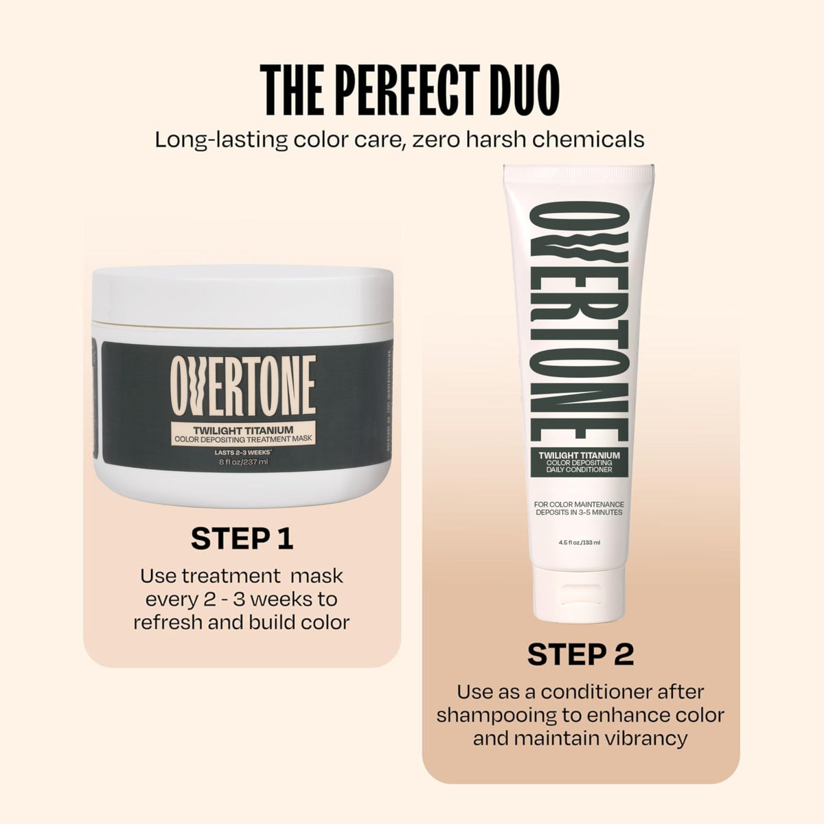 oVertone being applied to dry hair demonstrating easy home use