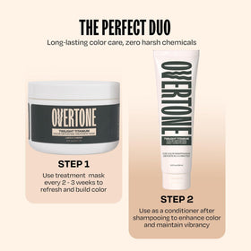 oVertone being applied to dry hair demonstrating easy home use