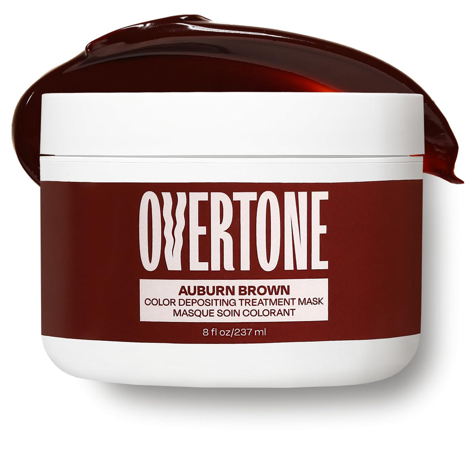 oVertone jar front view showing auburn brown color-conditioning mask benefit