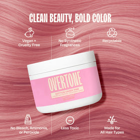 oVertone before and after hair comparison showing enhanced pink tone and shine