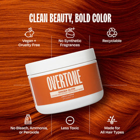 oVertone before and after showing visible warm copper tone enhancement