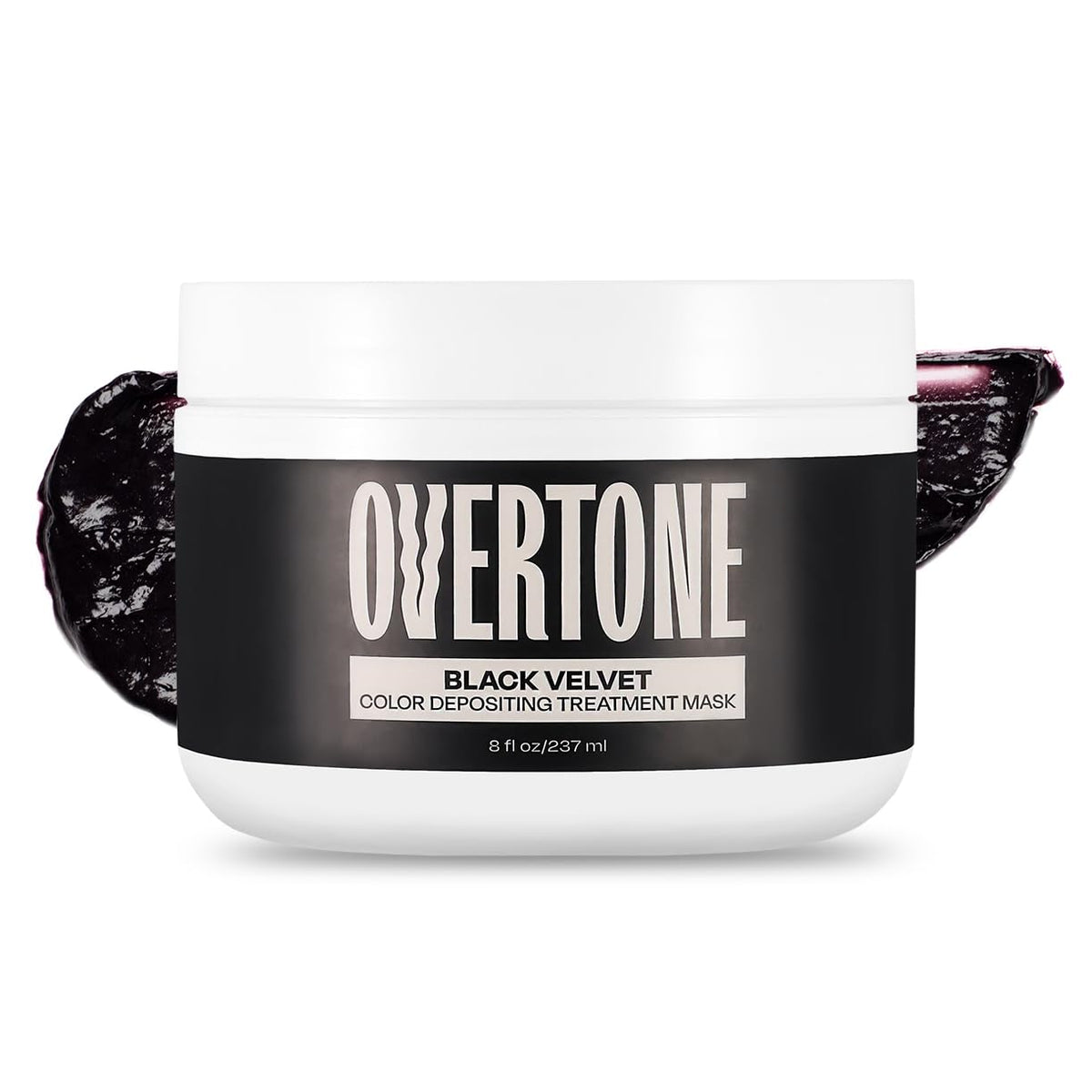 oVertone front jar showing Black Velvet label and easy application benefit