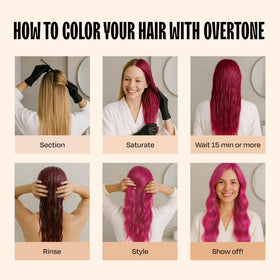 oVertone bleached hair result showing true-to-tone magenta payoff