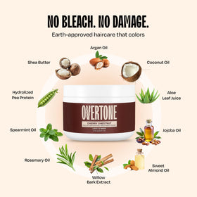 oVertone product in hand showing 8 oz scale for accurate size perception