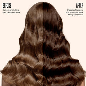 oVertone conditioner being poured onto palm highlighting easy application