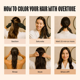 oVertone hair shine close-up after use showing smooth texture and healthy-looking gloss