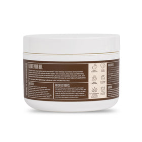 oVertone open jar texture of chocolate brown conditioner highlighting rich creamy consistency