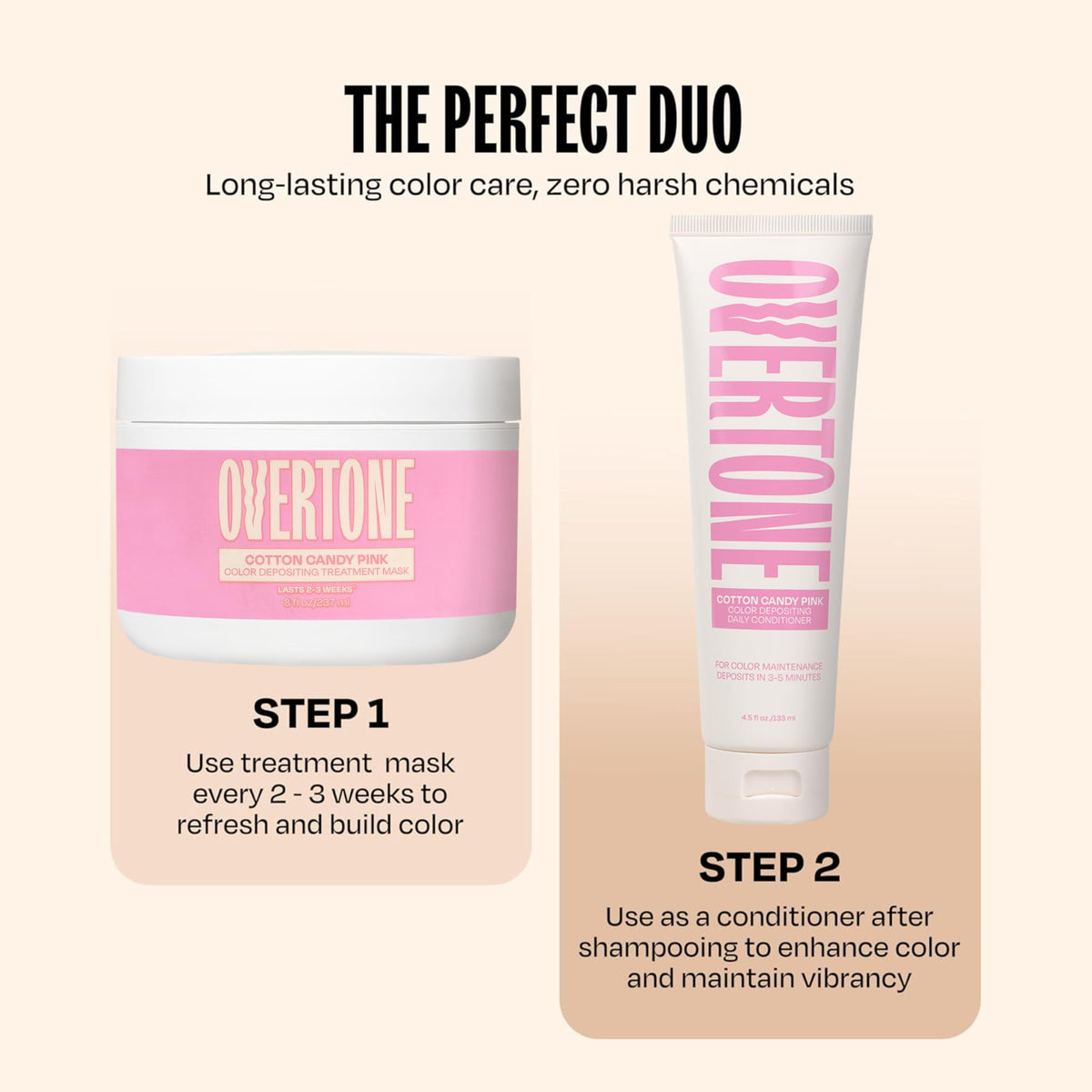 oVertone pink pigment visible on bleached hair ends for clear pastel payoff