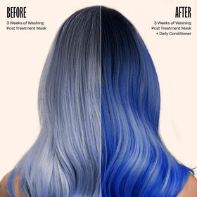 oVertone conditioner being applied in shower, shows simple in-shower color routine