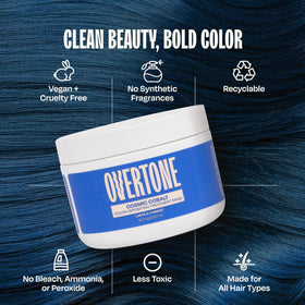 oVertone before and after showing color transformation and improved hair shine