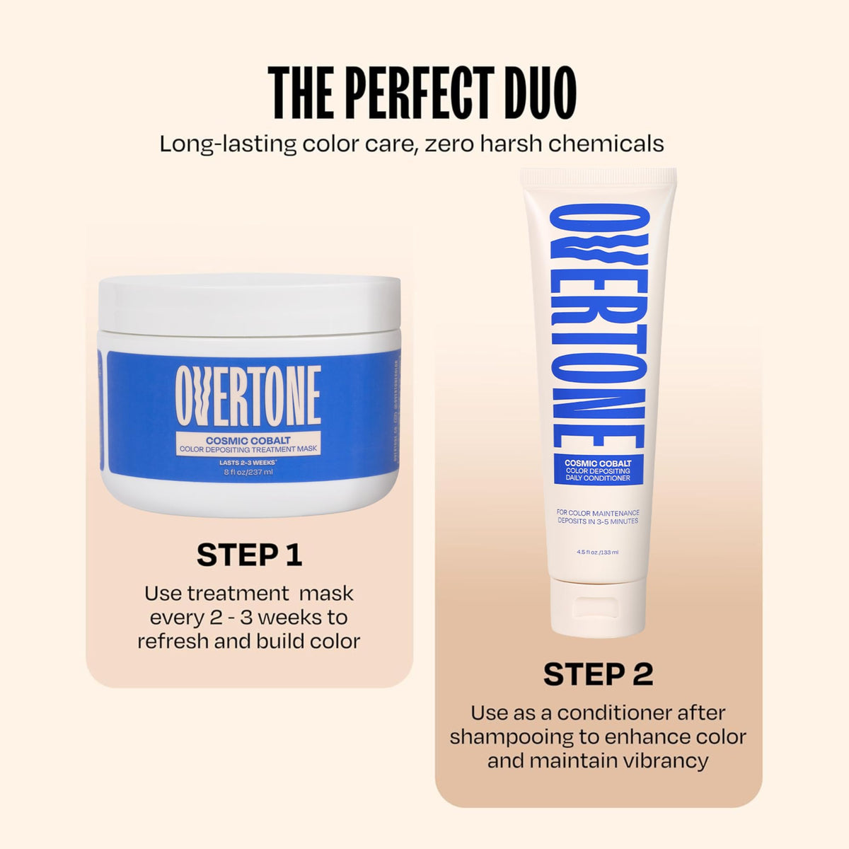 oVertone open jar of Cosmic Cobalt revealing rich blue color and conditioning cream
