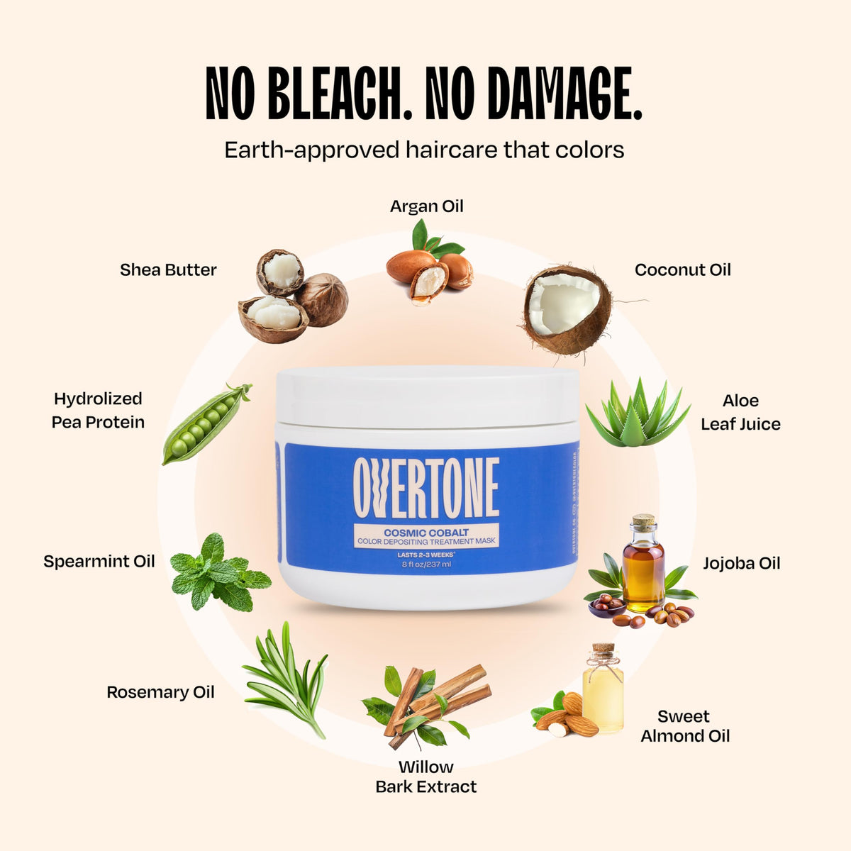 oVertone jar in hand for scale showing compact 8 oz size and travel-friendly benefit