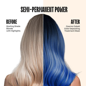 oVertone texture close-up of Cosmic Cobalt conditioner showing creamy pigment and moisture