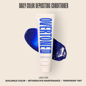 oVertone conditioner texture on palm, demonstrates creamy pigment and hydration