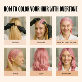 oVertone on curly hair finished pastel pink illustrating soft, conditioned curls