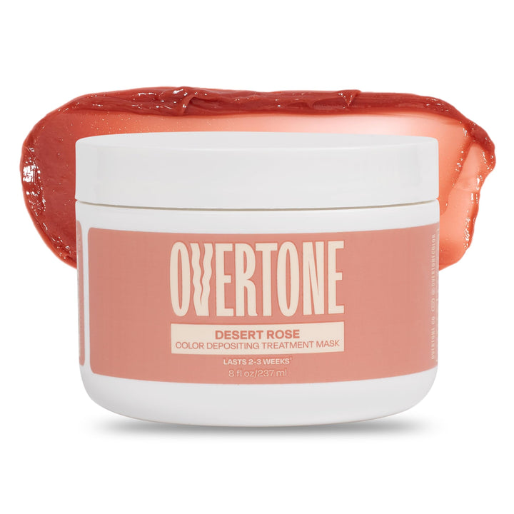 oVertone jar front view showing Desert Rose label and benefit of vibrant color