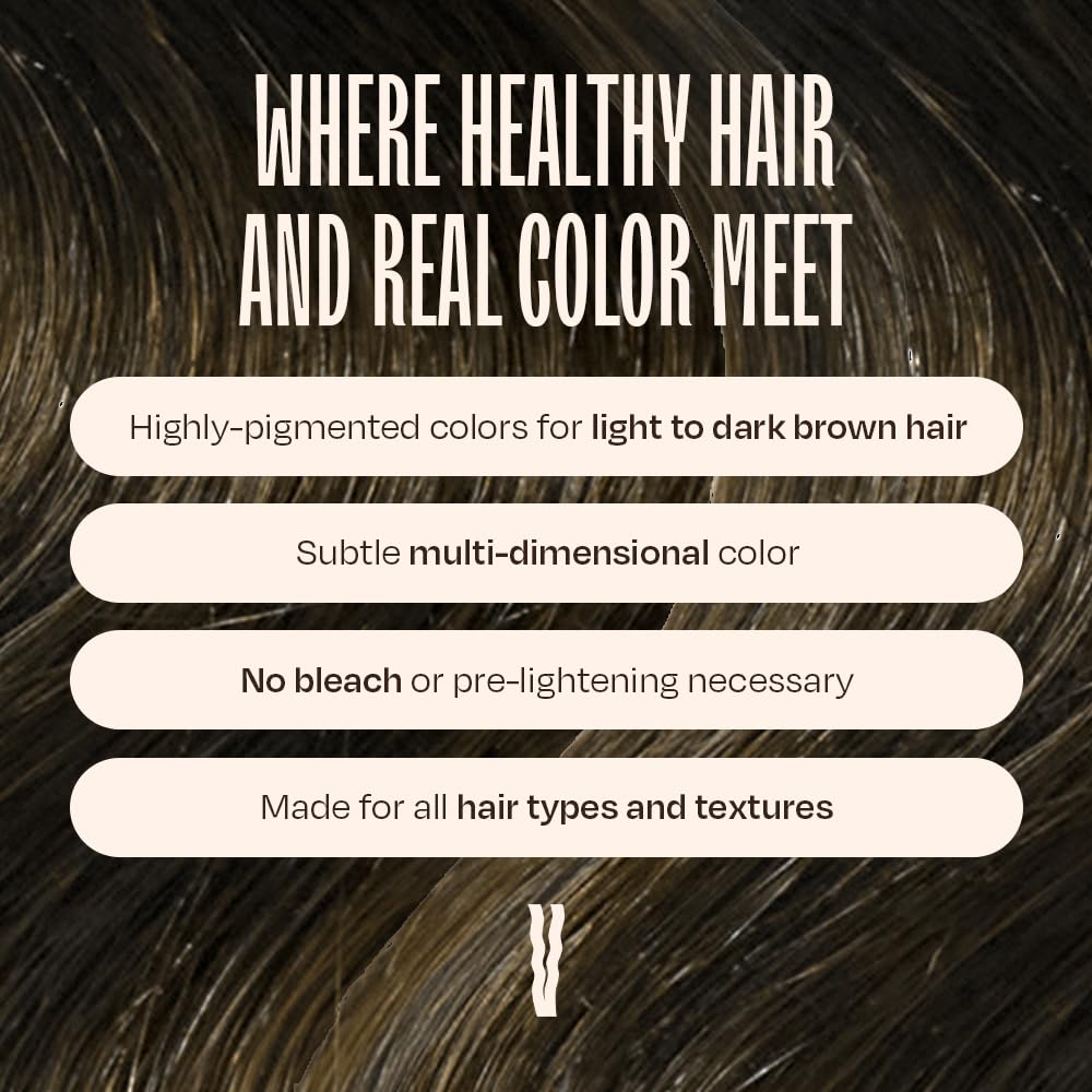 oVertone before and after hair photos showing refreshed brown tone