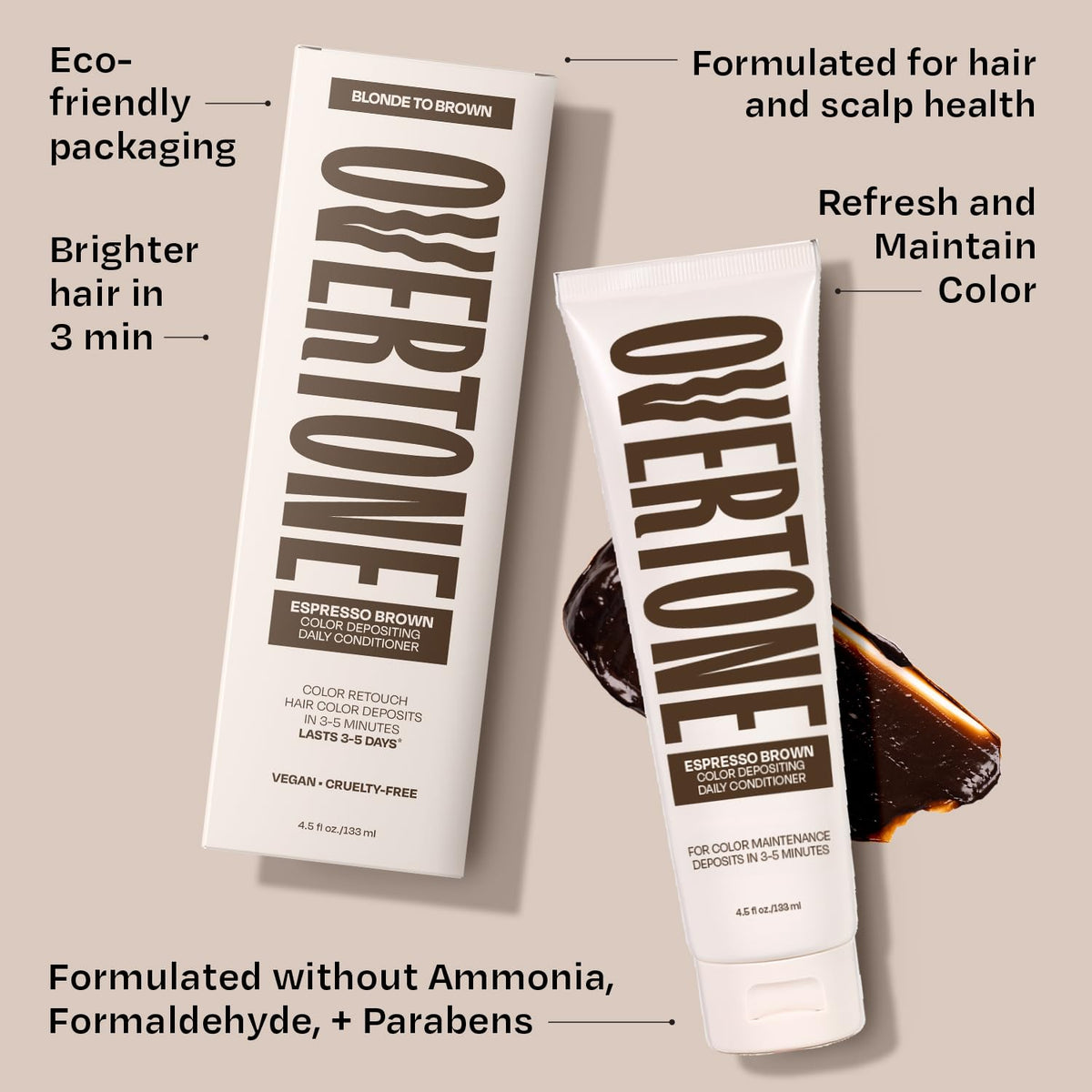oVertone cream on fingers demonstrating easy application and slip