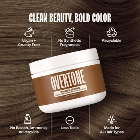 oVertone being applied to dry hair demonstrating easy at-home use