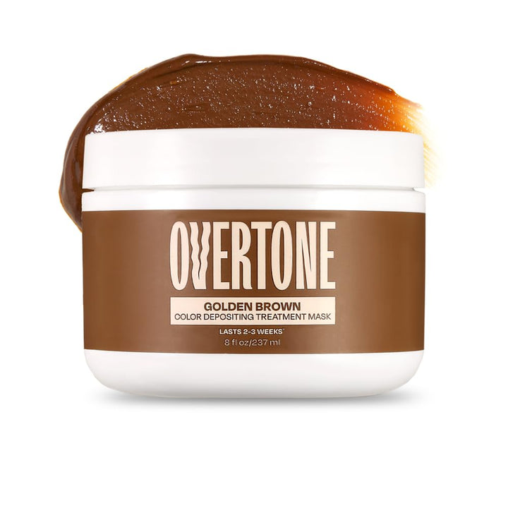 oVertone front packaging showing Golden Brown 8 oz and benefits