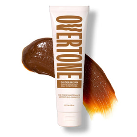 oVertone golden brown front packaging showing product and benefits