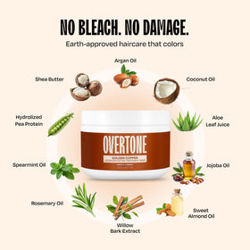 oVertone hands wearing gloves applying conditioner showing stain-prevention tip