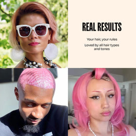 oVertone in a bright bathroom setting showing at-home salon-style results