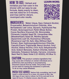 oVertone Royal Plum applied in shower demonstrating quick conditioning benefit
