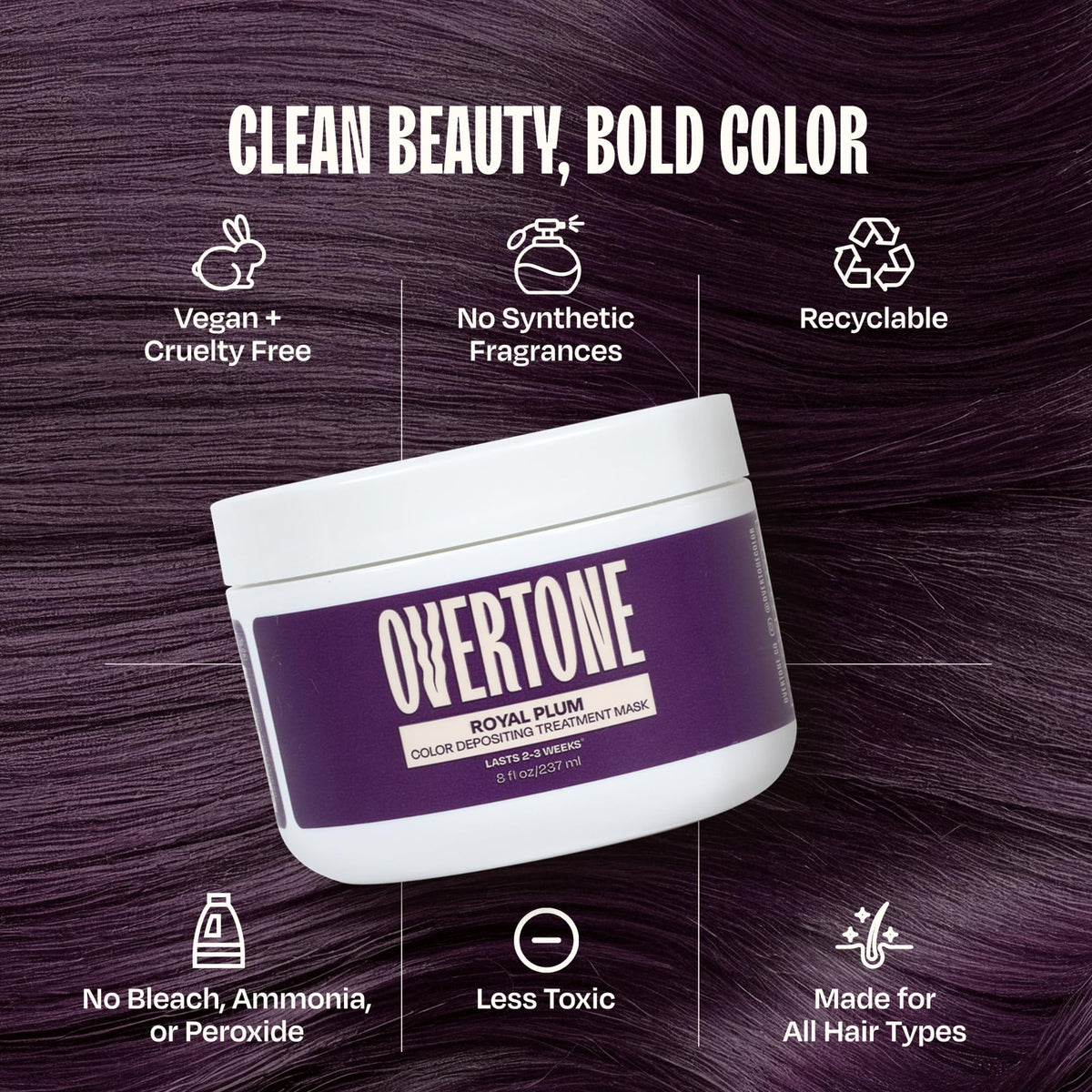 oVertone product label showing nourishing ingredients and clean formulation benefits