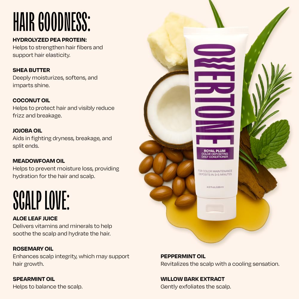oVertone Royal Plum with shea and coconut oils highlighting moisturizing benefits