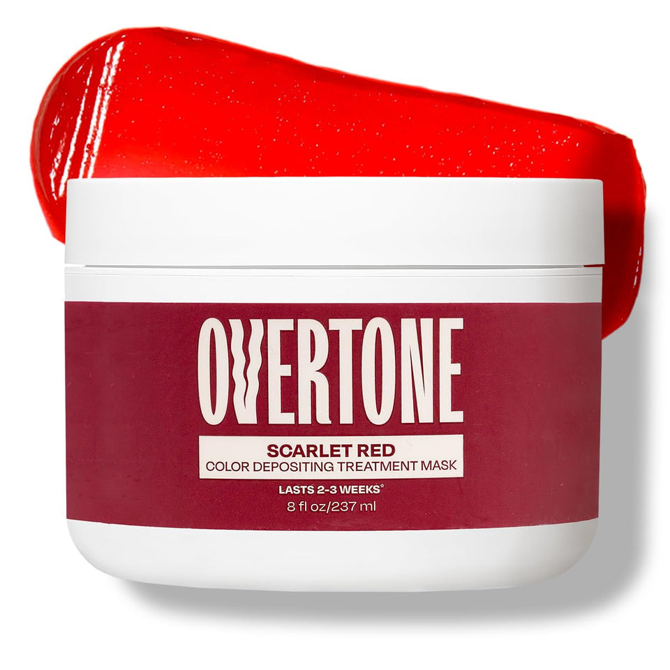 oVertone front jar showing scarlet red label and benefits