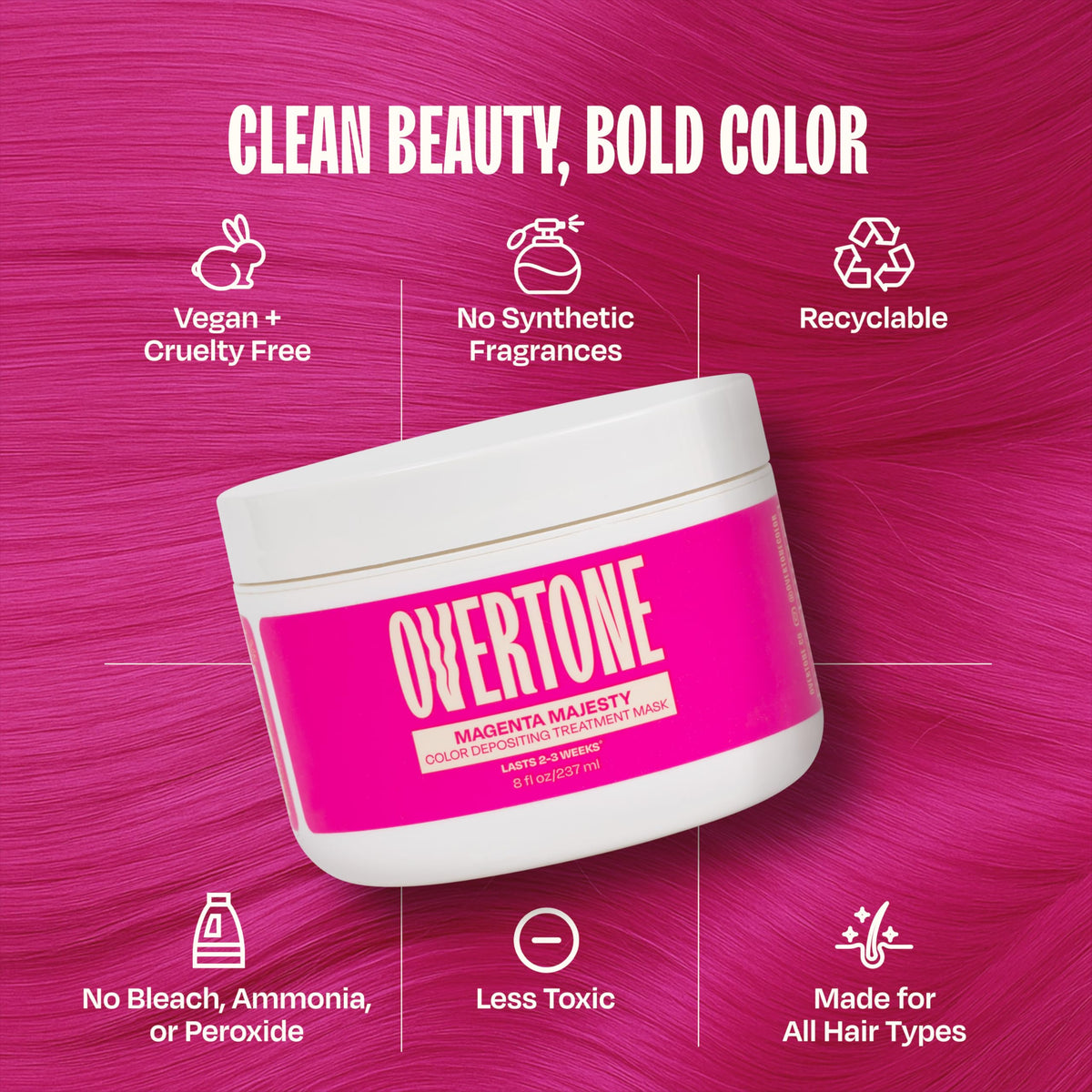 oVertone size scale next to hand illustrating 8 oz practical size