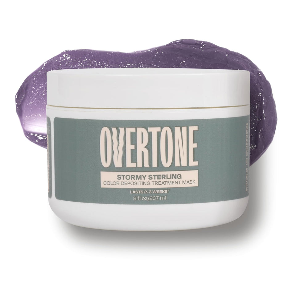 oVertone front packaging of Stormy Sterling showing bottle and brand benefits