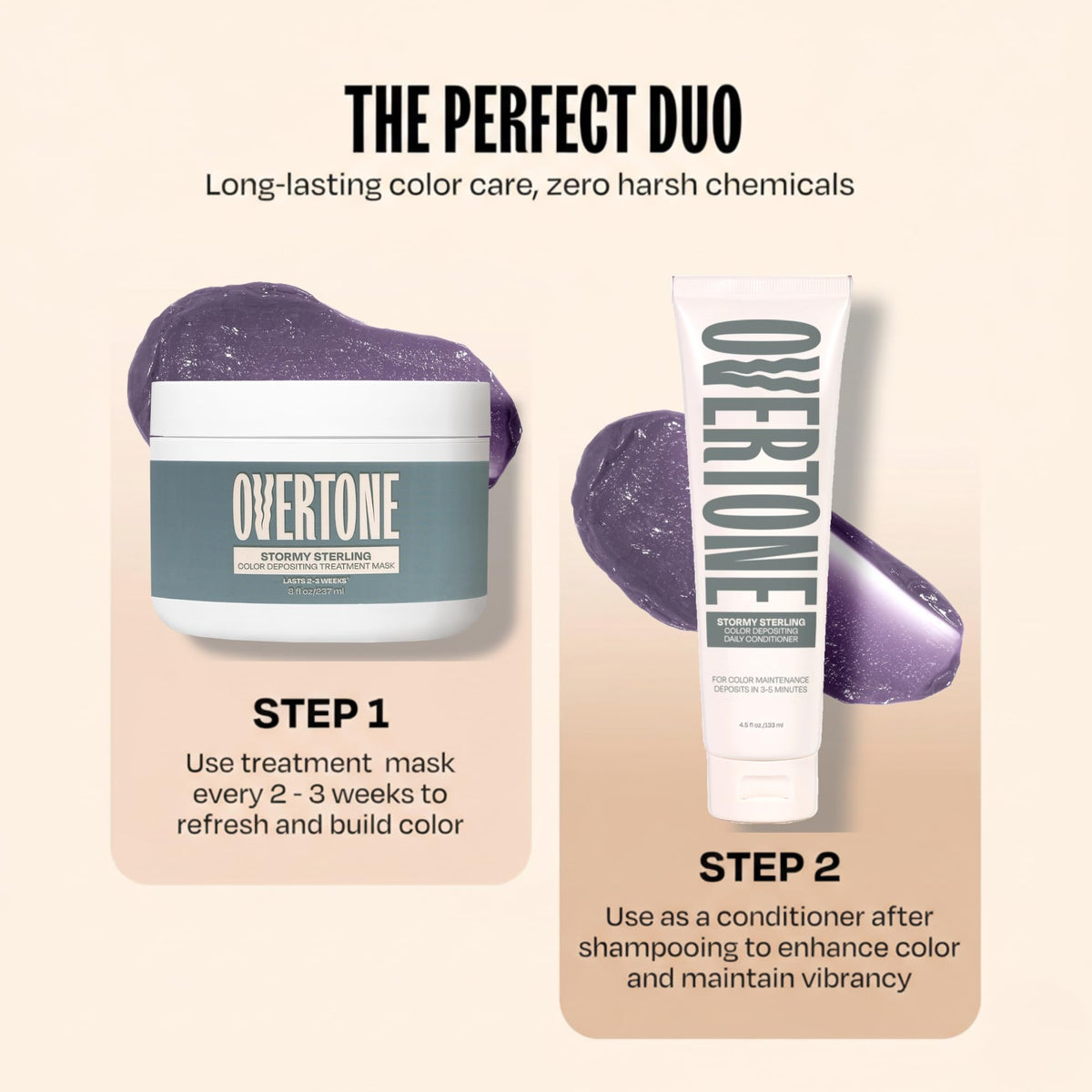 oVertone jar opened revealing creamy Stormy Sterling texture and moisturizing look
