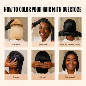 oVertone styled hair after use showing glossy, conditioned Black Velvet finish