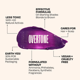 oVertone styled purple hair in natural light showcasing color payoff