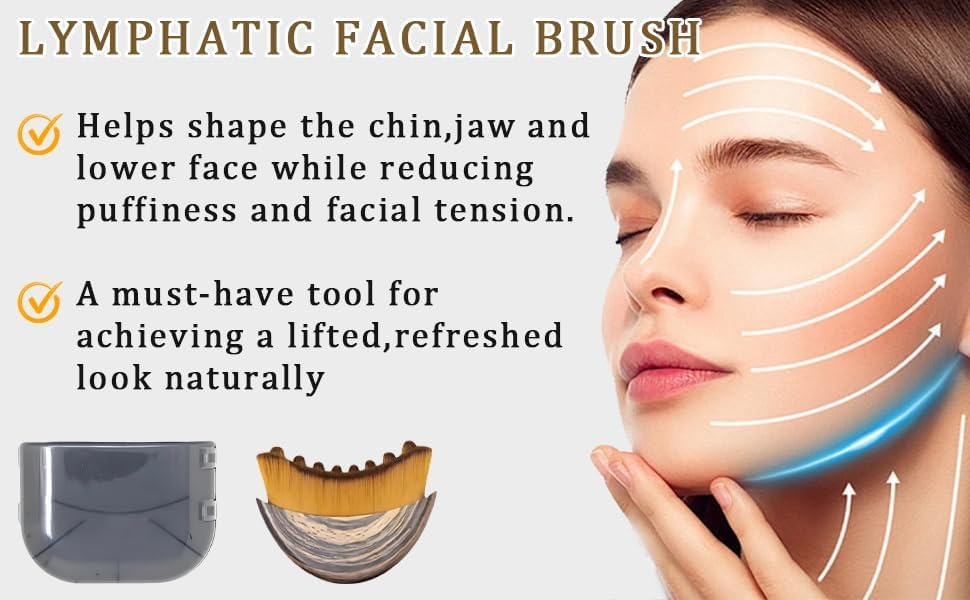 OVQ brush in use on jawline demonstrating lymphatic drainage benefit