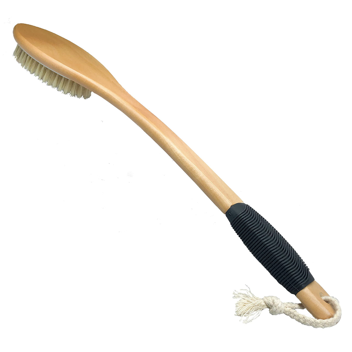 OWIIZI front view wooden bath brush showing full design and benefits