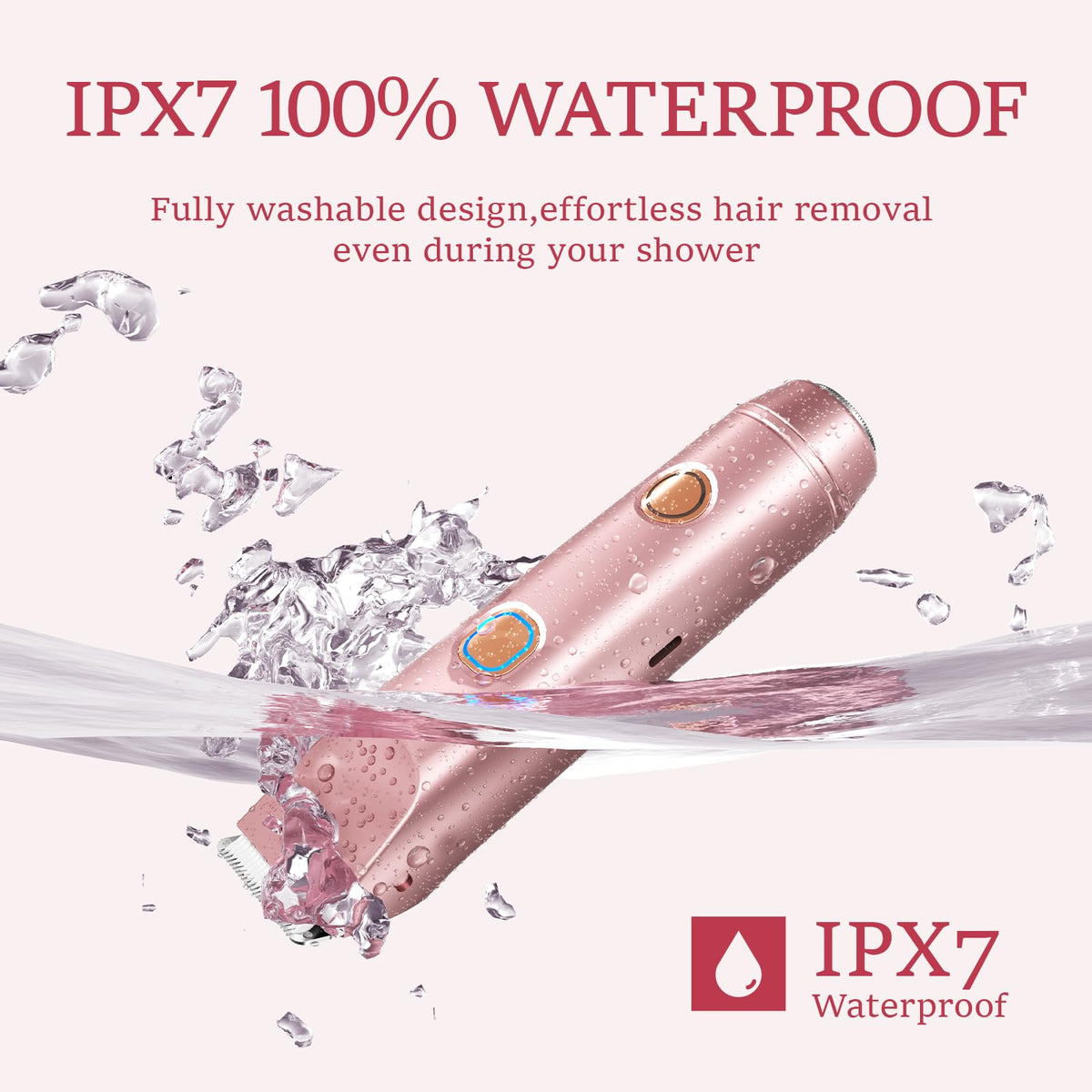 owltron trimmer in running shower to show IPX7 waterproof benefit for wet or dry use